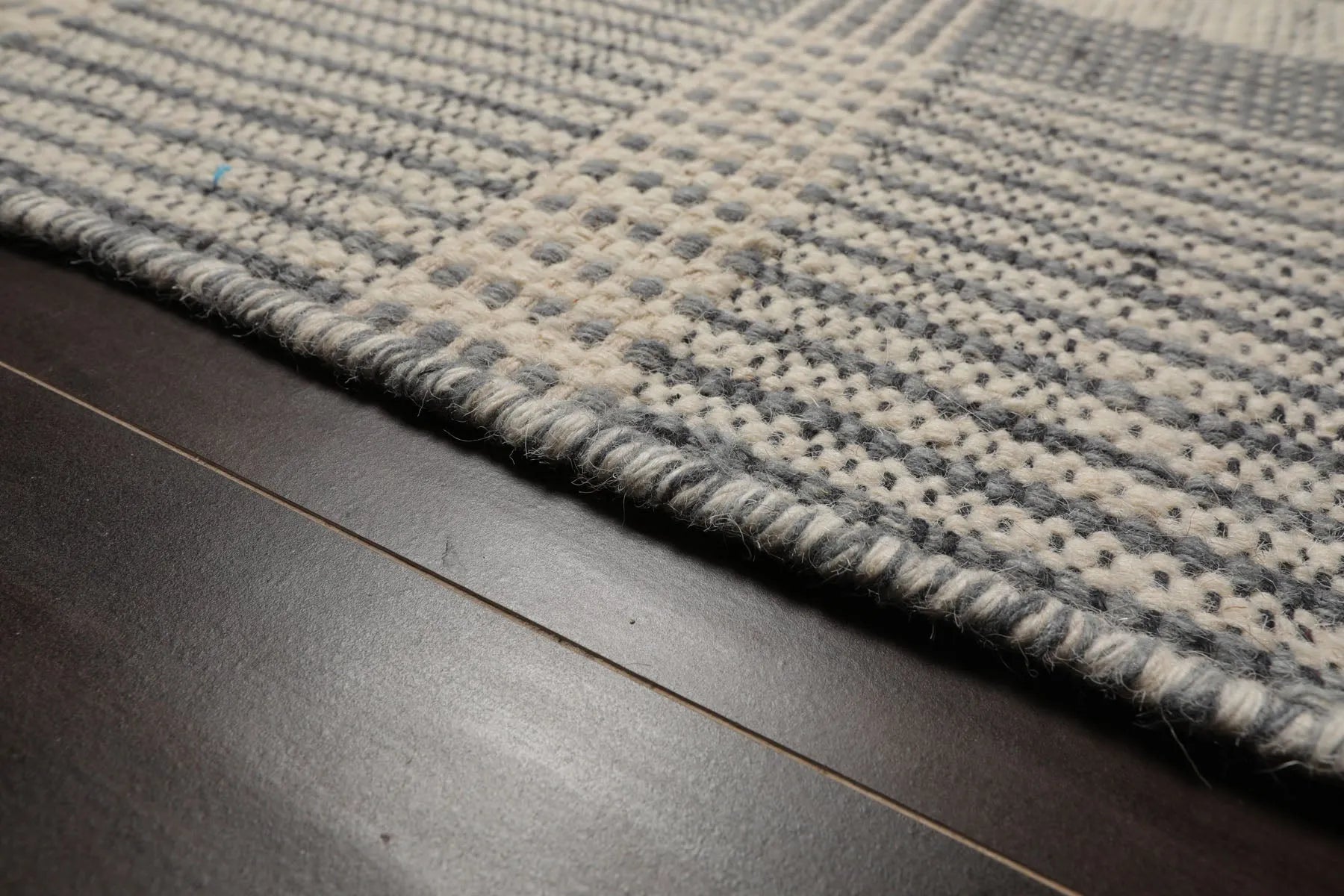 LoomBloom Plaid  Multi Sizes Ivory Hand Woven Flatweave Modern Wool Oriental Area Rug-4