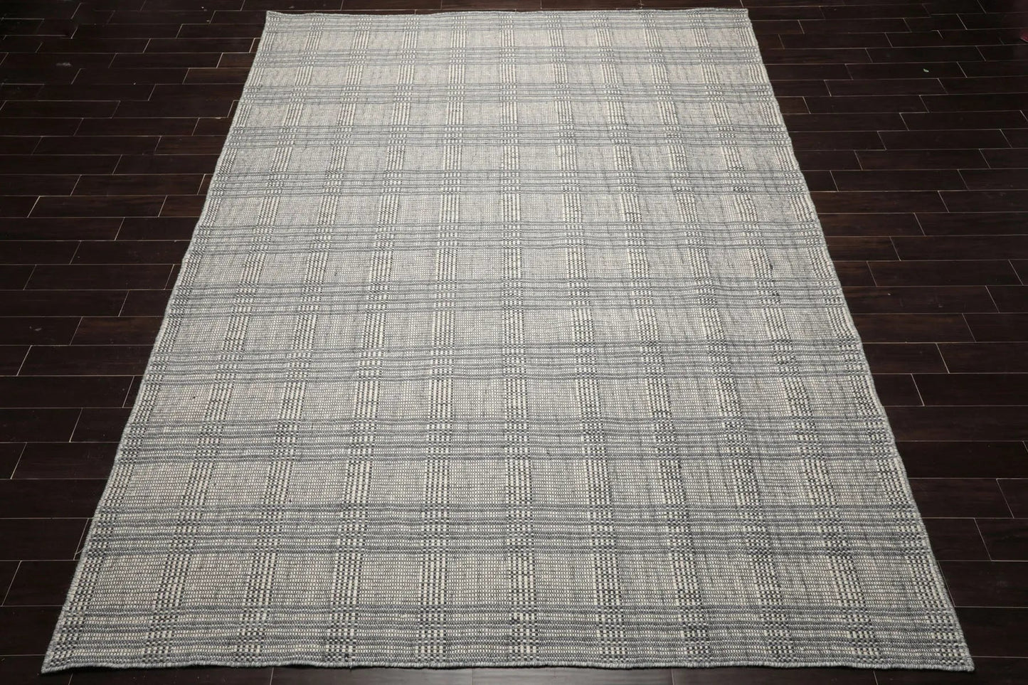 LoomBloom Plaid  Multi Sizes Ivory Hand Woven Flatweave Modern Wool Oriental Area Rug-3