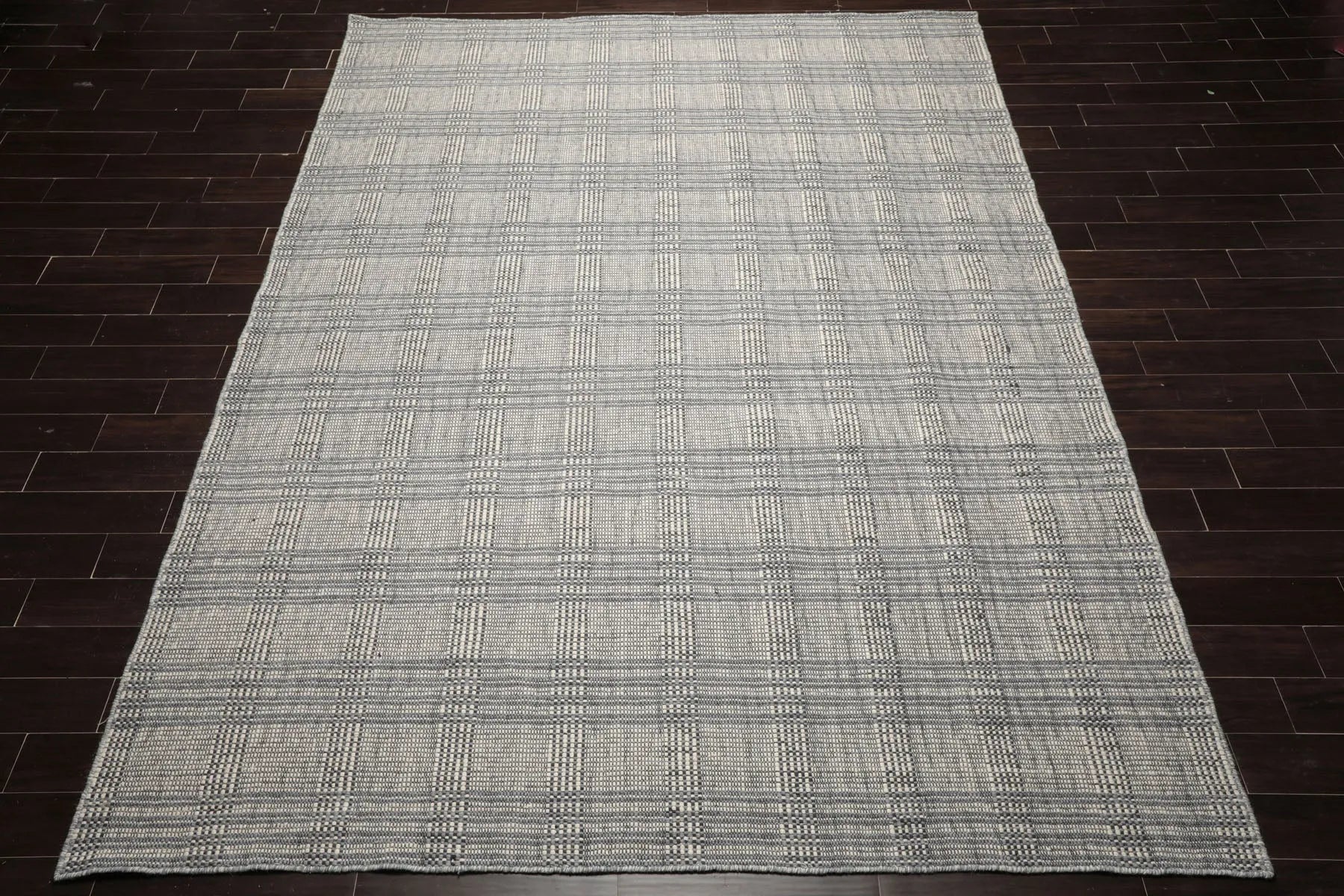 LoomBloom Plaid  Multi Sizes Ivory Hand Woven Flatweave Modern Wool Oriental Area Rug-3
