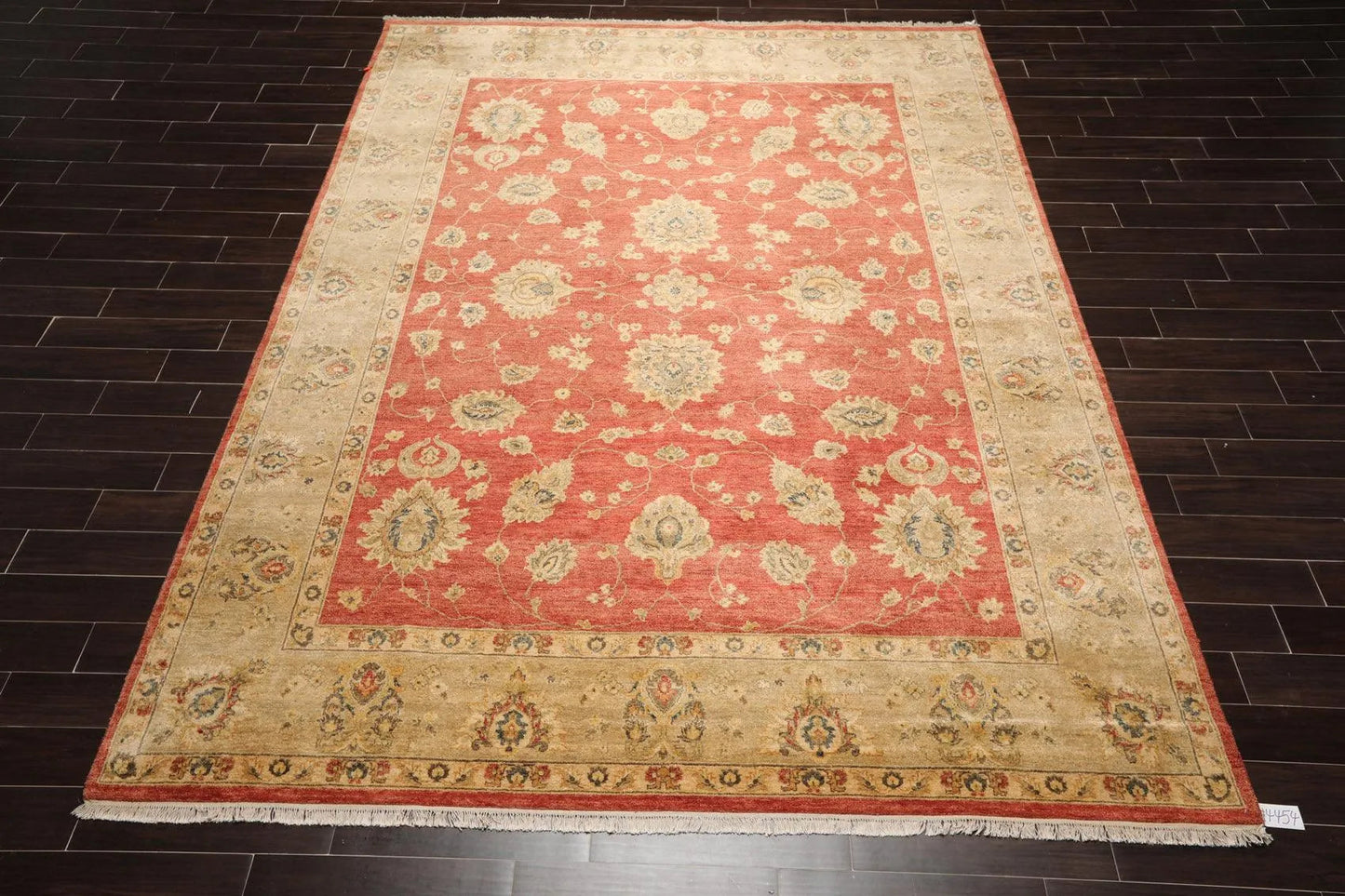 9'1'' x 12' Hand Knotted Wool Vegetable dyes Peshawar Oriental Area Rug Coral-1