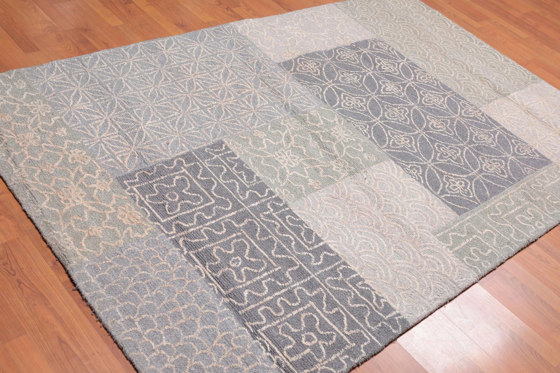 5' x 8' Handmade 100% Wool Loop Pile Area Rug Transitional Beige-2