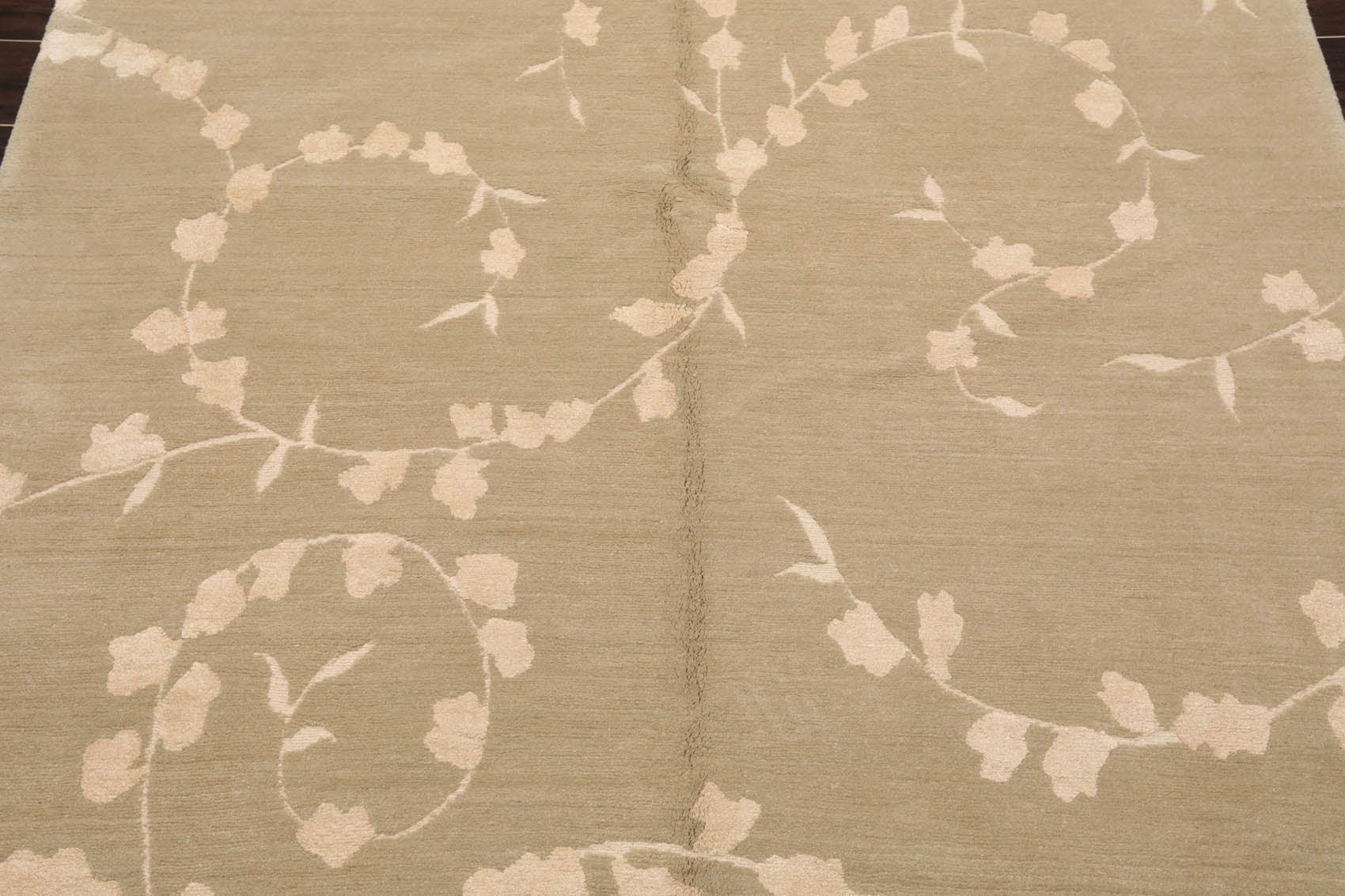 5'7"x8'6" Auth. Hand Knotted Tibetan Wool Silk Dove Cottonwood Area Rug-4