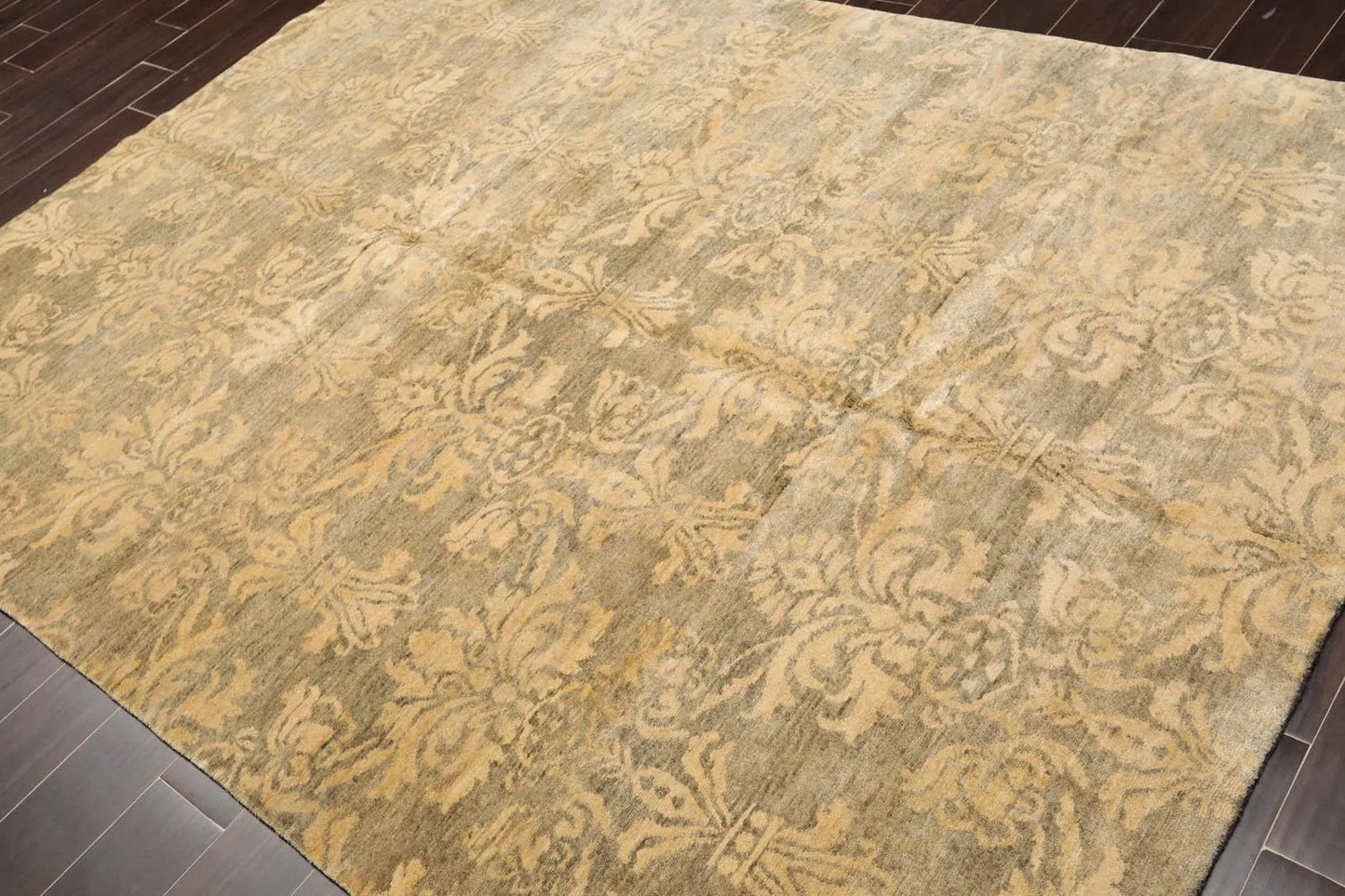 6'1'' x 8'7'' Hand Knotted 100% New Zealand Wool Damask Antique Finish Area Rug-2