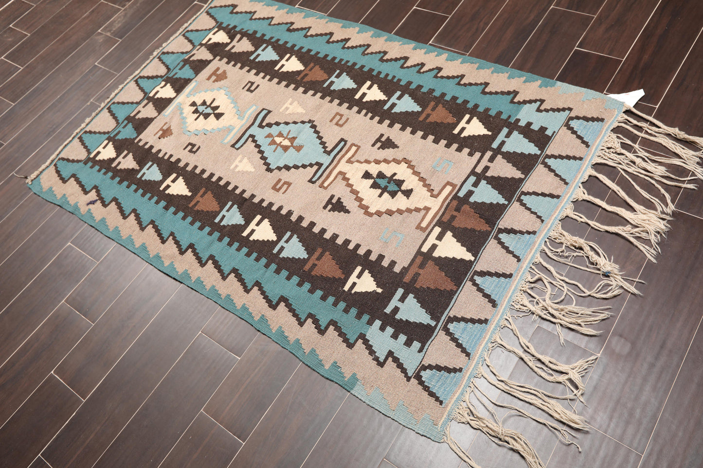 3'7" x 5'3" Wool Foundation Hand Knotted Turkish Kilim Oriental Area Rug Taupe-0