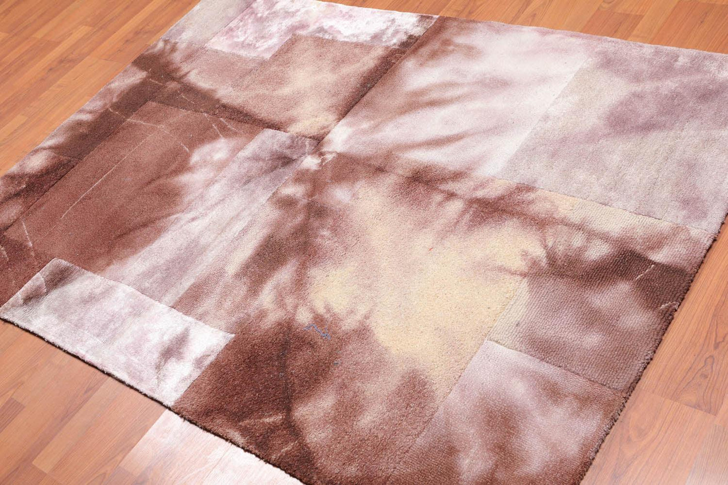 4'7" x 6'7" Handmade Wool & Bamboo Silk Cut Area Rug Contemporary Beige-0