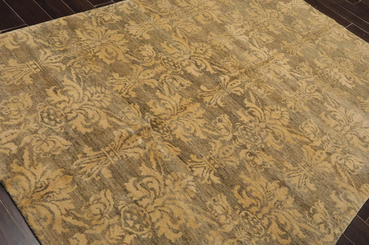 6'1'' x 8'7'' Hand Knotted 100% New Zealand Wool Damask Antique Finish Area Rug-3