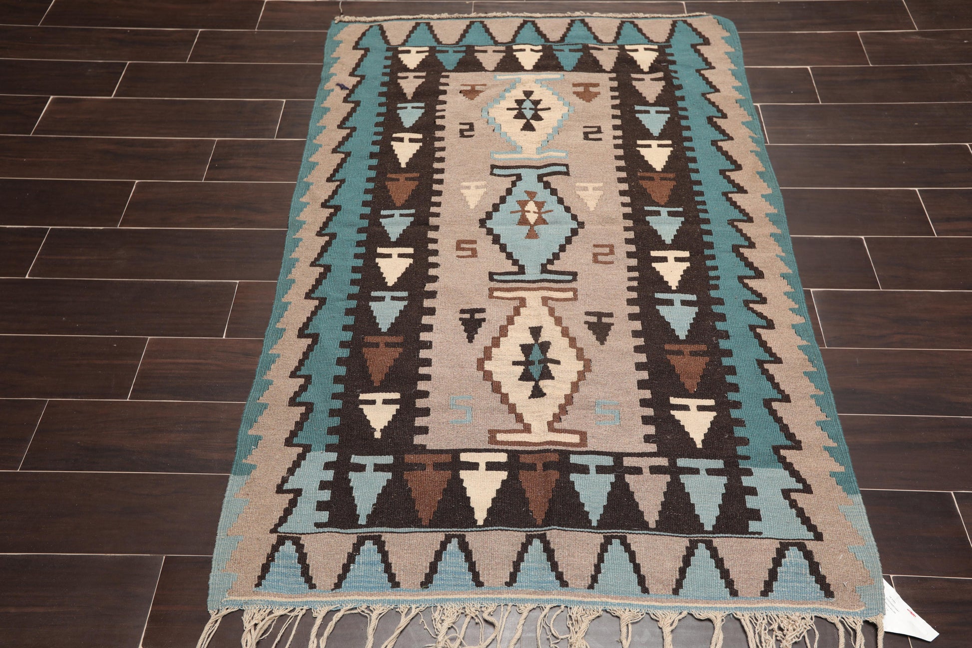 3'7" x 5'3" Wool Foundation Hand Knotted Turkish Kilim Oriental Area Rug Taupe-2