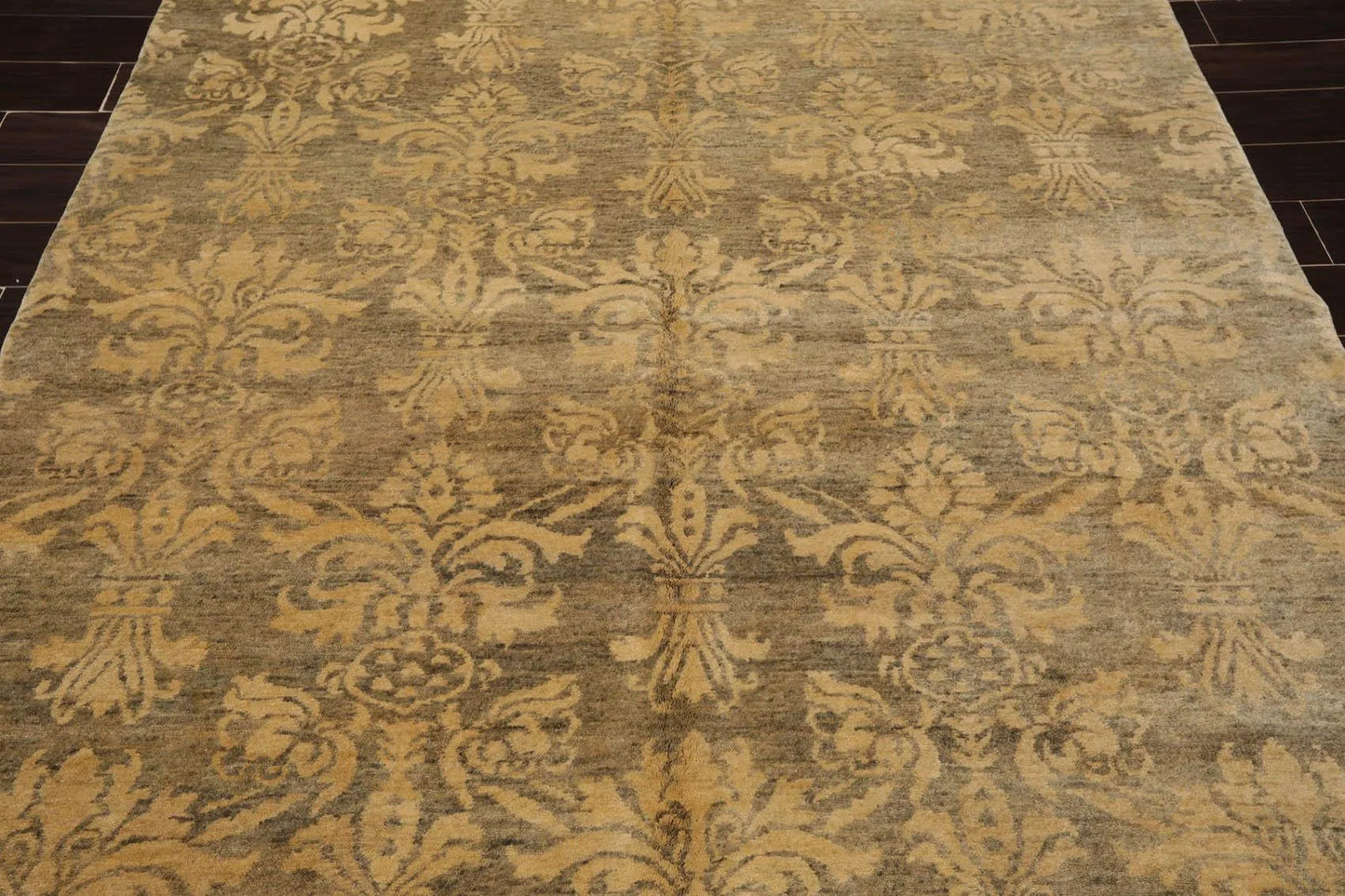 6'1'' x 8'7'' Hand Knotted 100% New Zealand Wool Damask Antique Finish Area Rug-4
