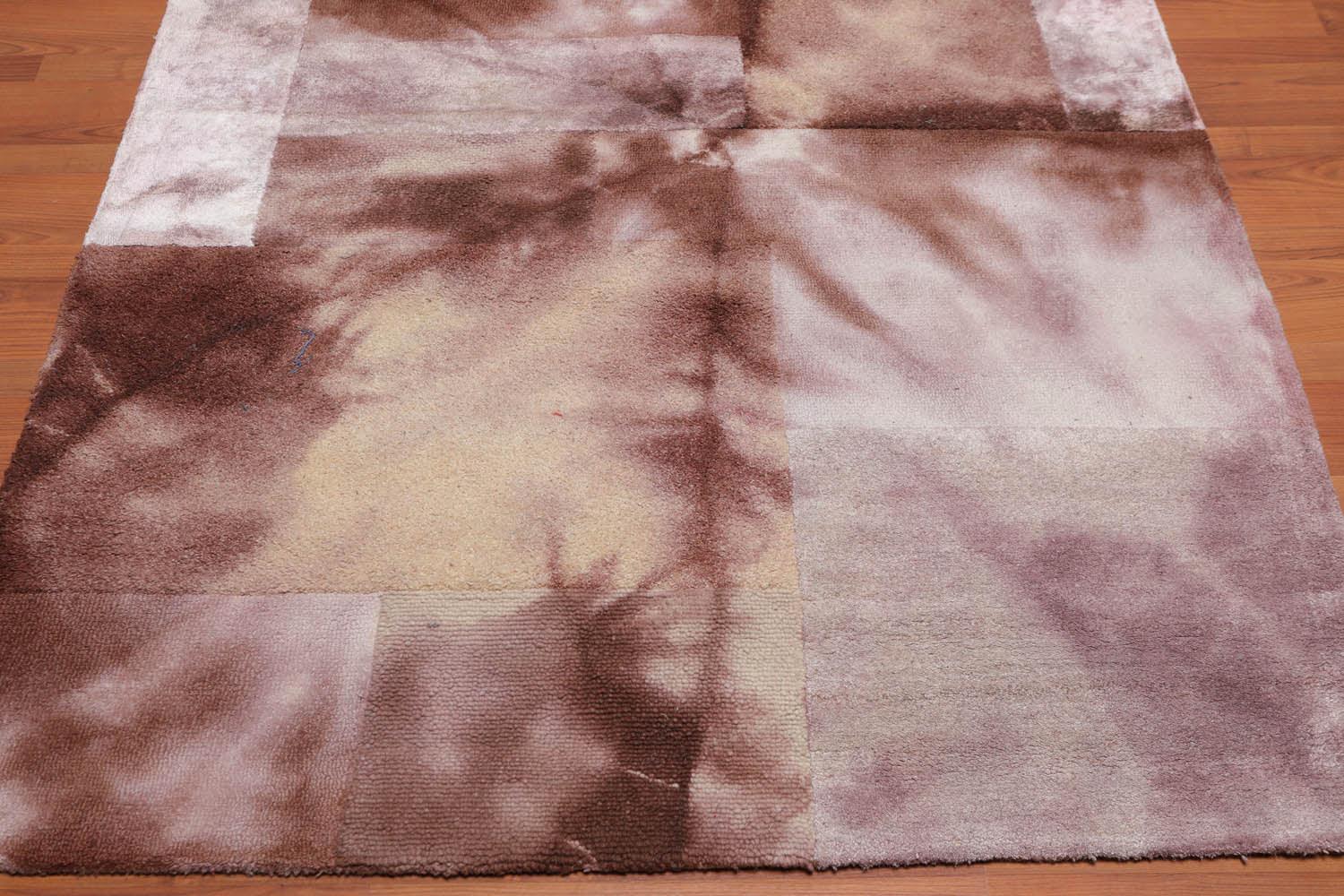 4'7" x 6'7" Handmade Wool & Bamboo Silk Cut Area Rug Contemporary Beige-3