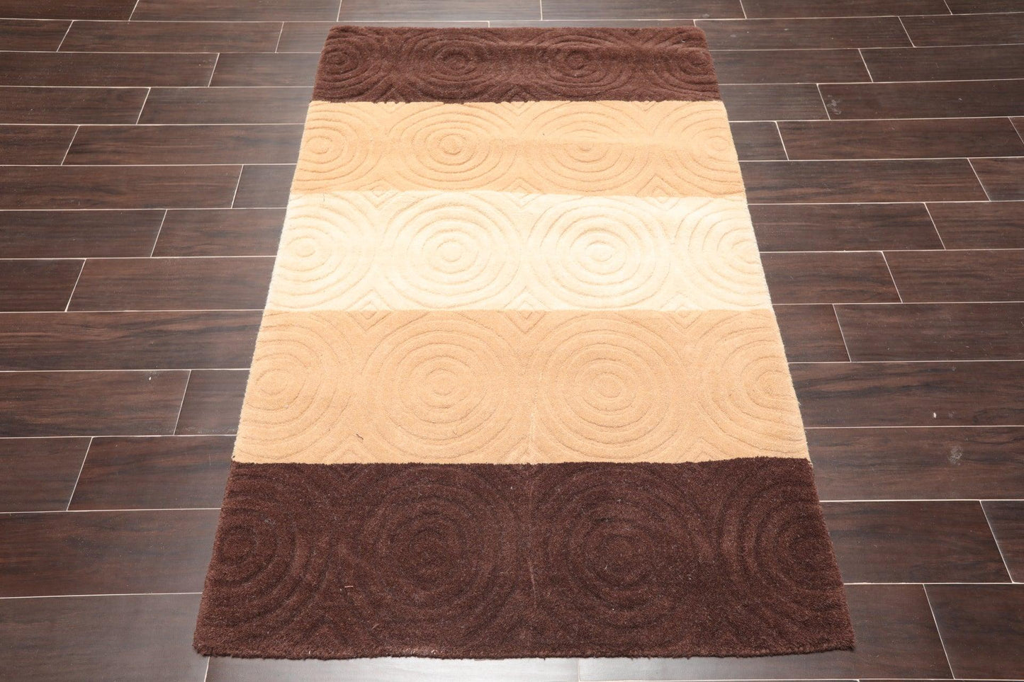 3'6" x 5'6" Handmade 100% Wool Modern Oriental Area rug Beige Brown-1