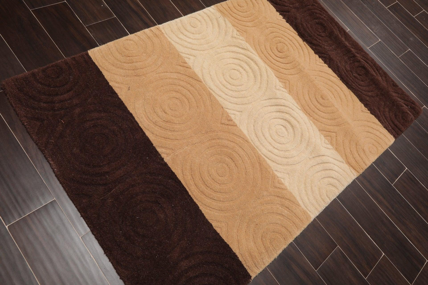 3'6" x 5'6" Handmade 100% Wool Modern Oriental Area rug Beige Brown-3