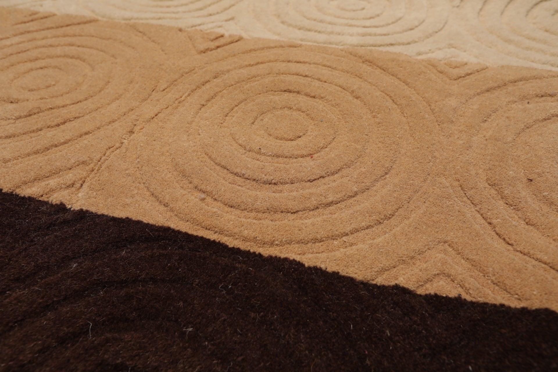 3'6" x 5'6" Handmade 100% Wool Modern Oriental Area rug Beige Brown-4