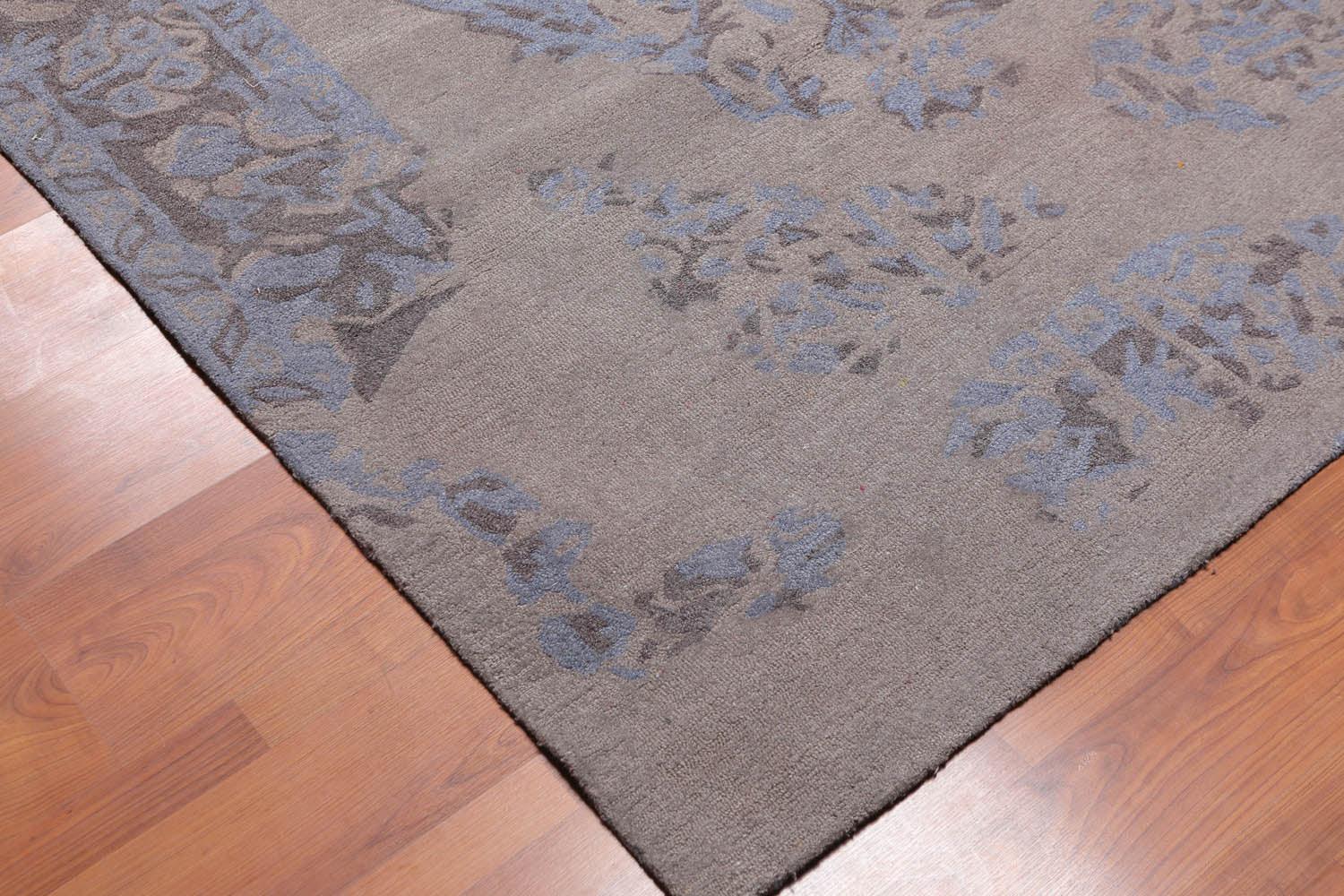 5'3" x 7'5" Handmade Erased pattern Wool Loop & Cut pile Area Rug Taupe-4