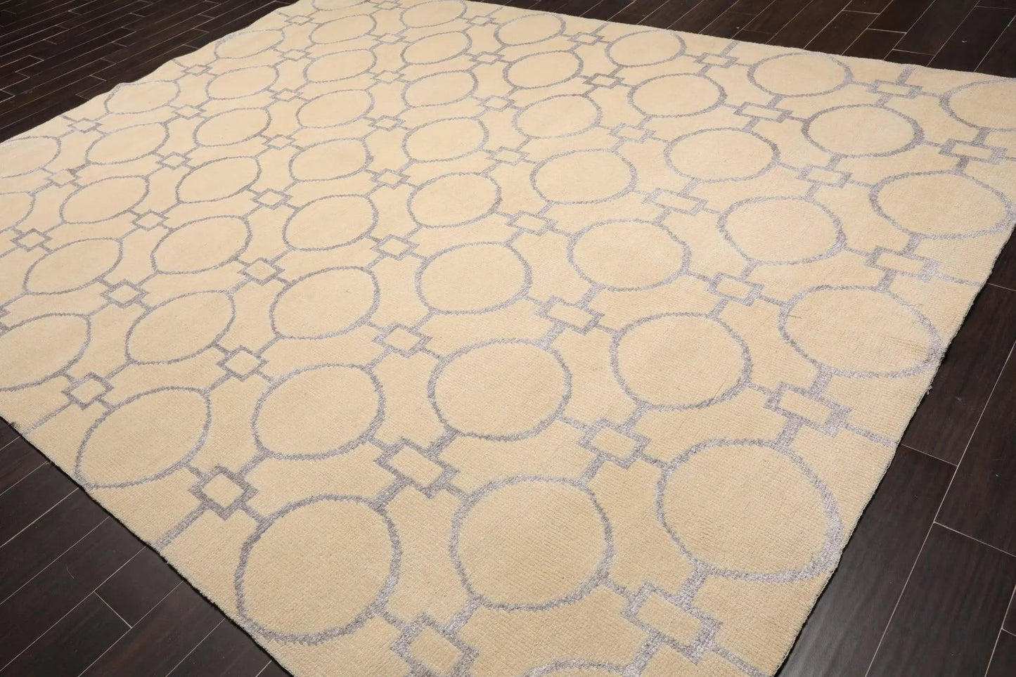 9' x 12' Hand Knotted Wool & Art Silk Modern Area rug Beige-2