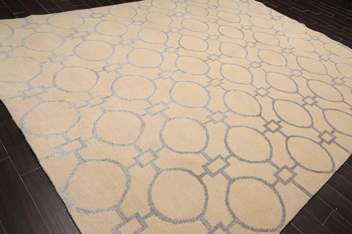 9' x 12' Hand Knotted Wool & Art Silk Modern Area rug Beige-3
