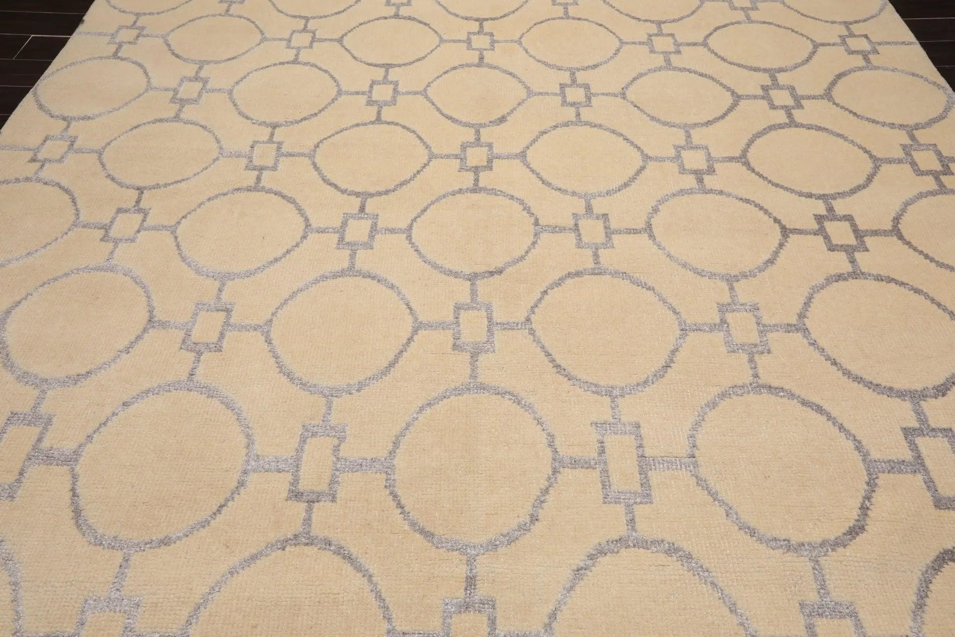 9' x 12' Hand Knotted Wool & Art Silk Modern Area rug Beige-4
