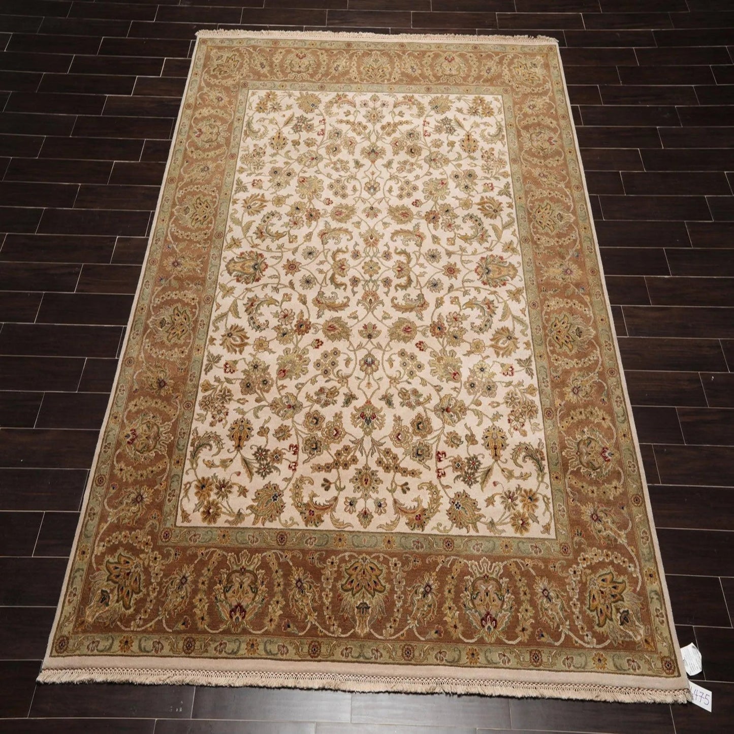 8'1'' x 9'11'' Hand Knotted 100% Wool Agra 200 KPSI Oriental Area Rug Beige-1