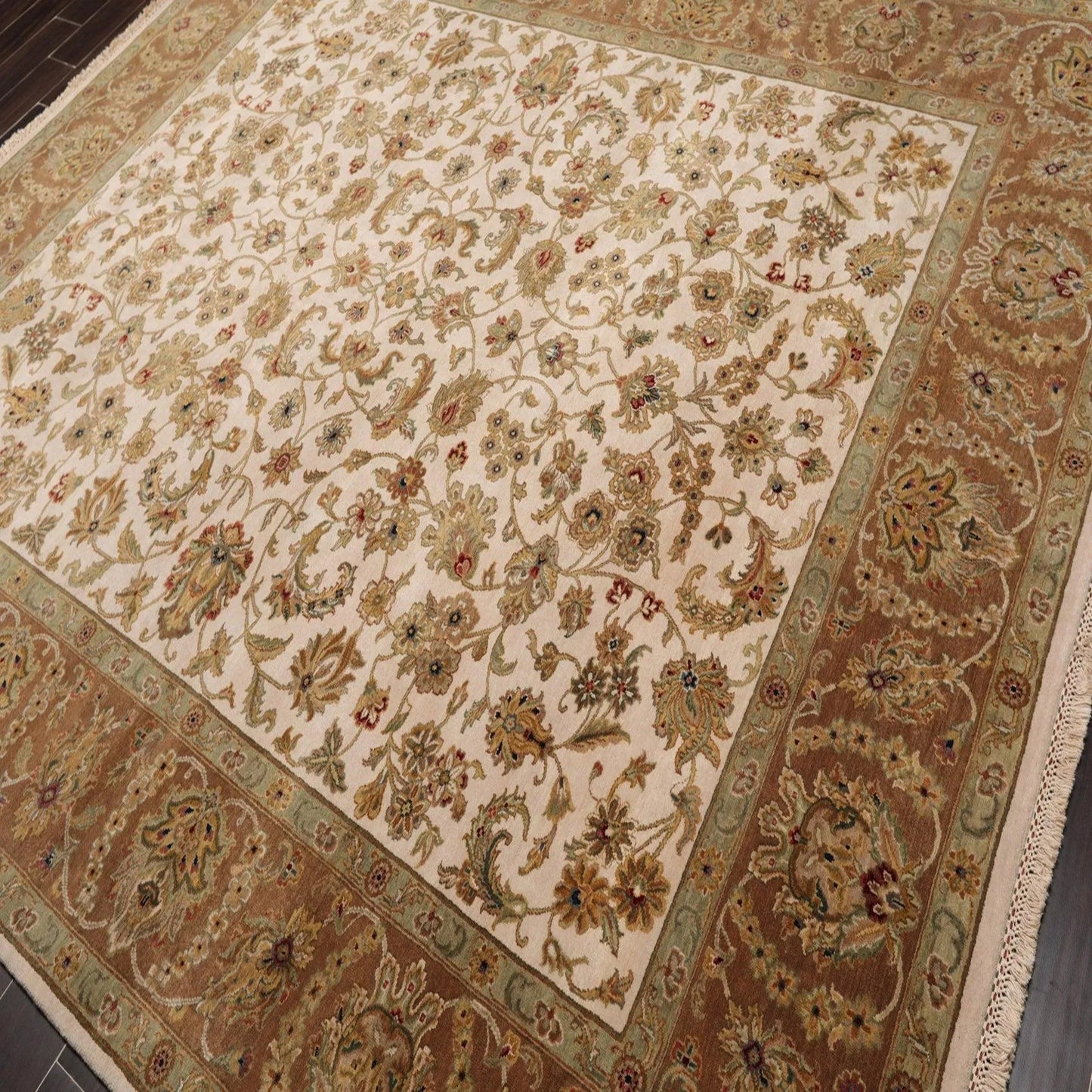8'1'' x 9'11'' Hand Knotted 100% Wool Agra 200 KPSI Oriental Area Rug Beige-2