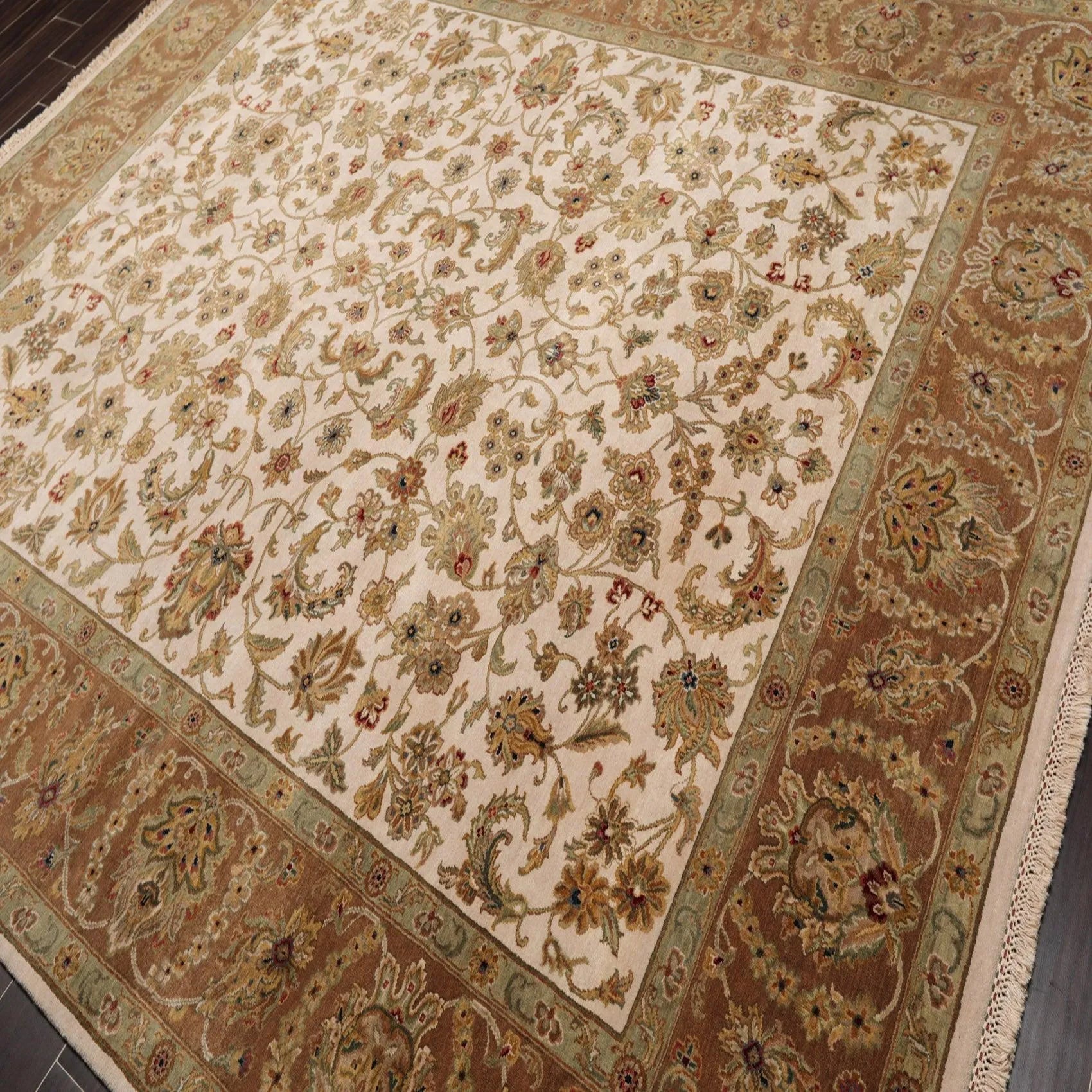 8'1'' x 9'11'' Hand Knotted 100% Wool Agra 200 KPSI Oriental Area Rug Beige-2