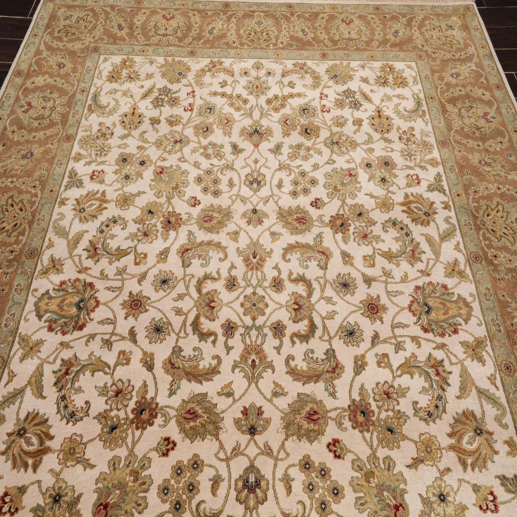 8'1'' x 9'11'' Hand Knotted 100% Wool Agra 200 KPSI Oriental Area Rug Beige-3