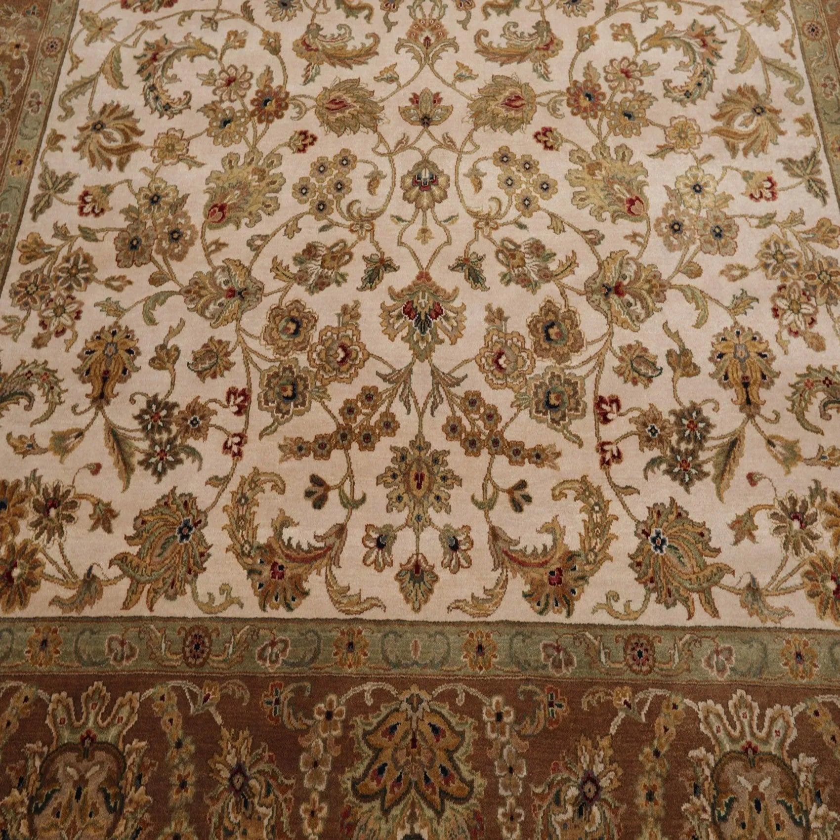 8'1'' x 9'11'' Hand Knotted 100% Wool Agra 200 KPSI Oriental Area Rug Beige-4