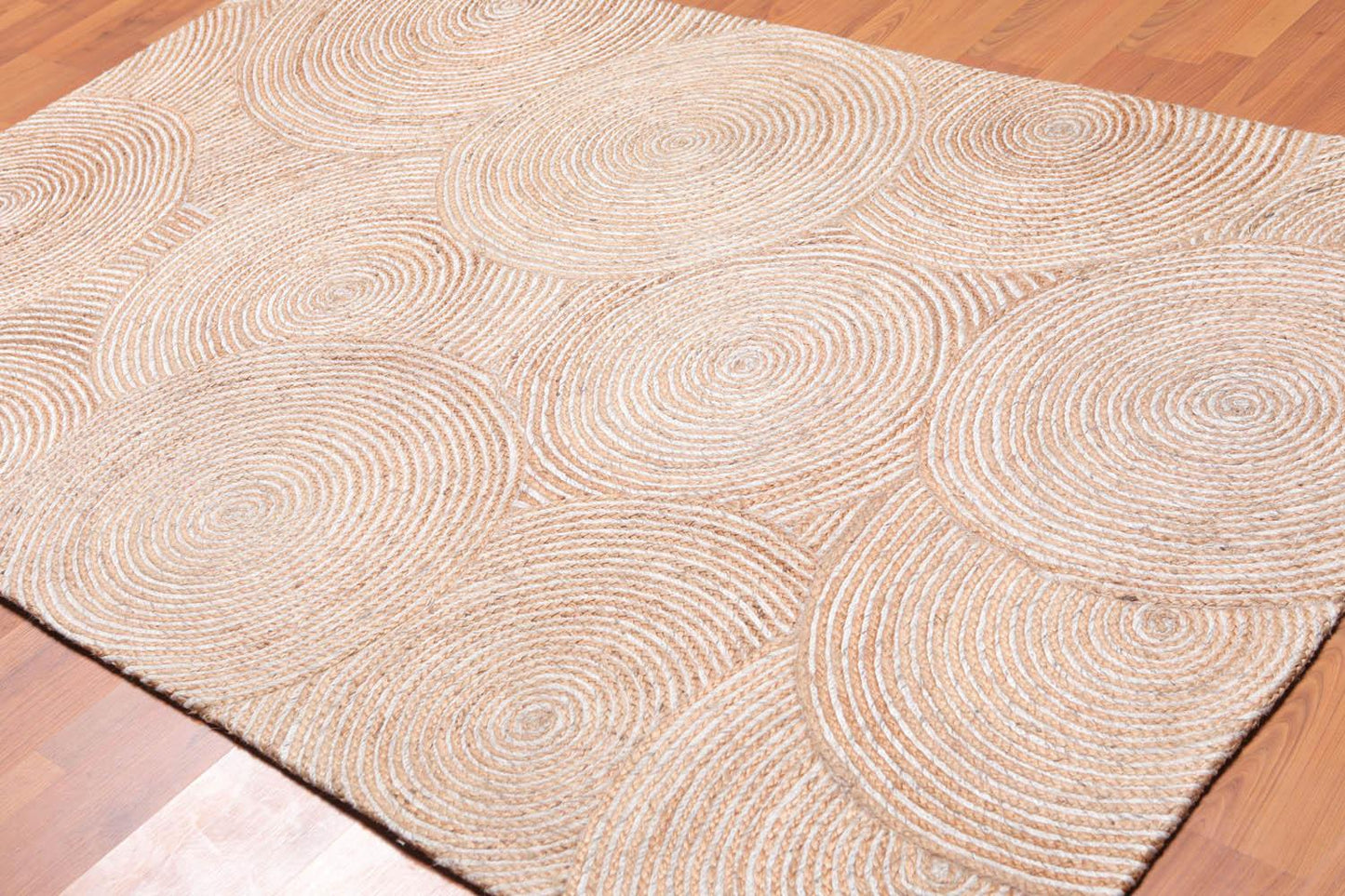 4'9" x 7'9" Hand Braided Sisal & Wool Area Rug Contemporary Beige-0