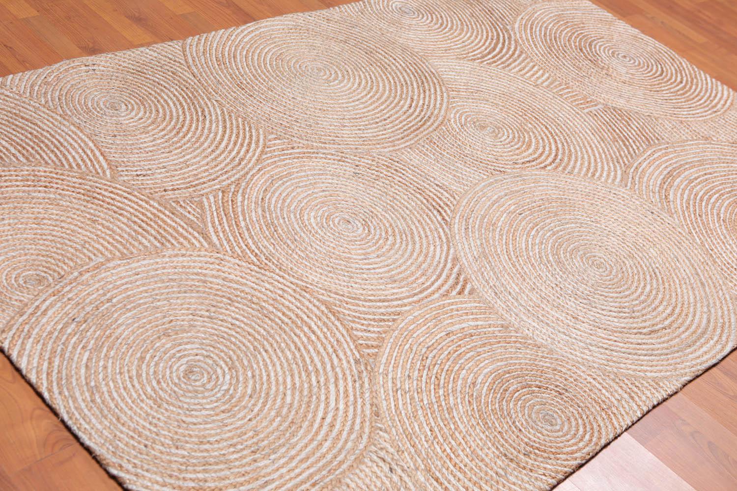 4'9" x 7'9" Hand Braided Sisal & Wool Area Rug Contemporary Beige-1