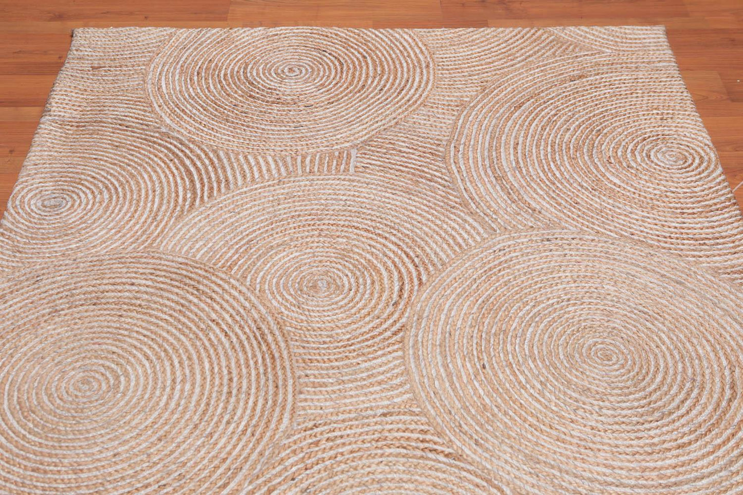 4'9" x 7'9" Hand Braided Sisal & Wool Area Rug Contemporary Beige-2