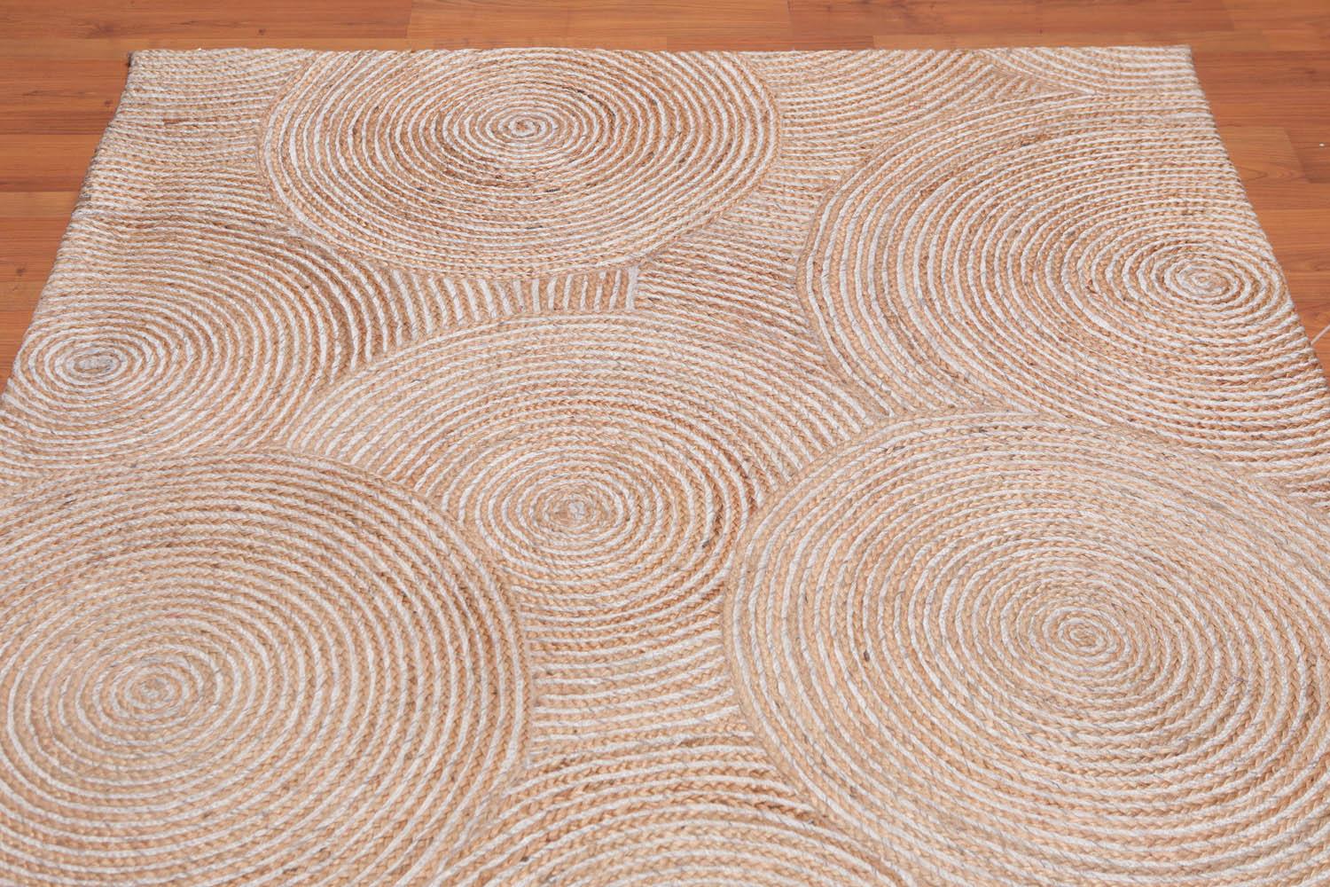 4'9" x 7'9" Hand Braided Sisal & Wool Area Rug Contemporary Beige-2