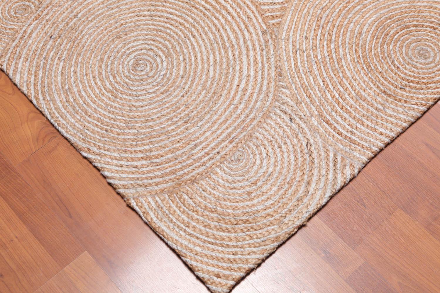 4'9" x 7'9" Hand Braided Sisal & Wool Area Rug Contemporary Beige-4
