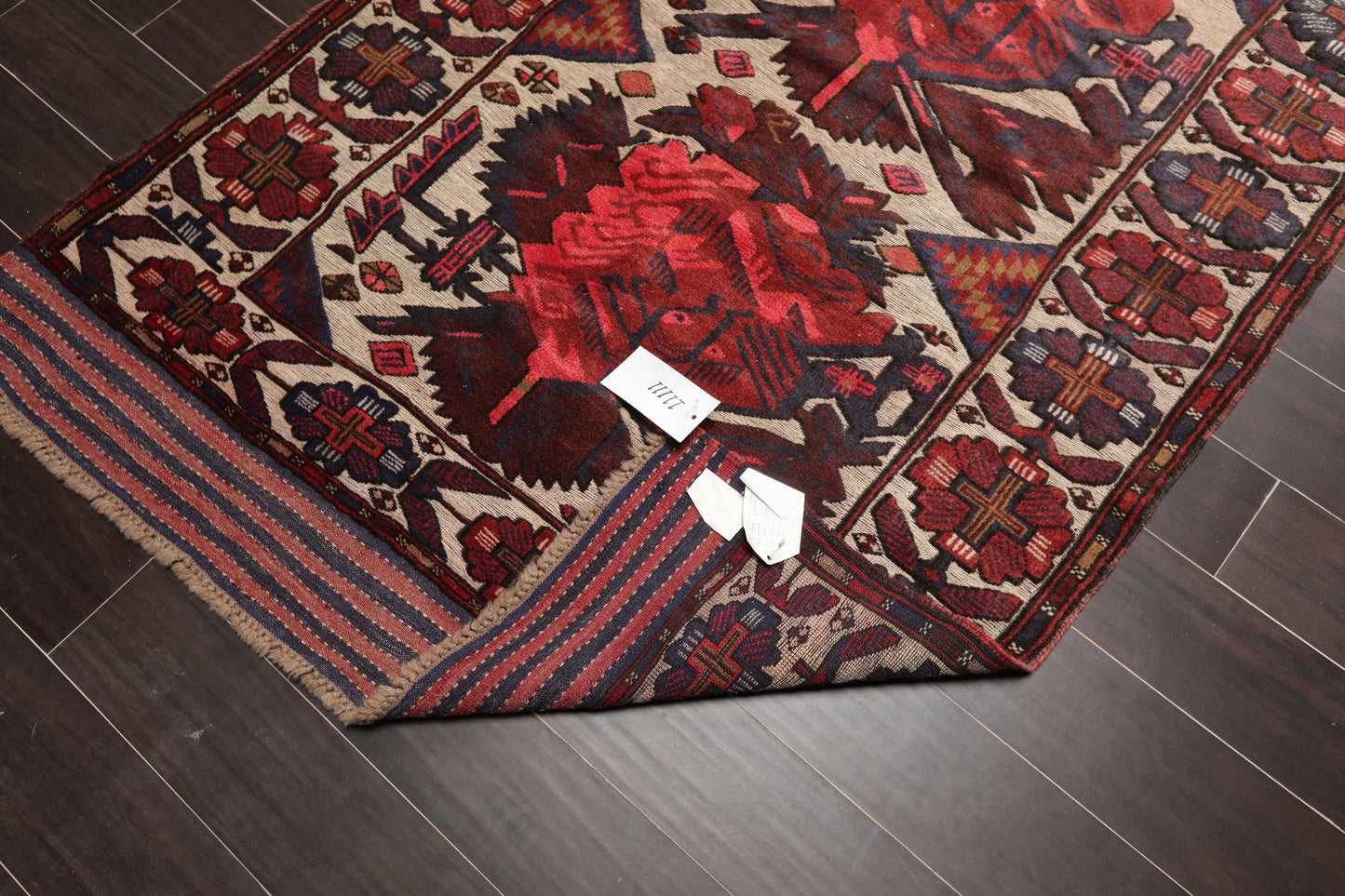 4'2" x 6'4" Antique Hand Knotted Wool High low Pile Oriental Area Rug Beige-3