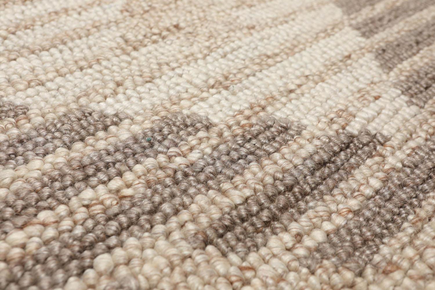 5'4" x 7'6" Handmade Geometric print Wool Loop Pile Area Rug Contemporary Beige-4