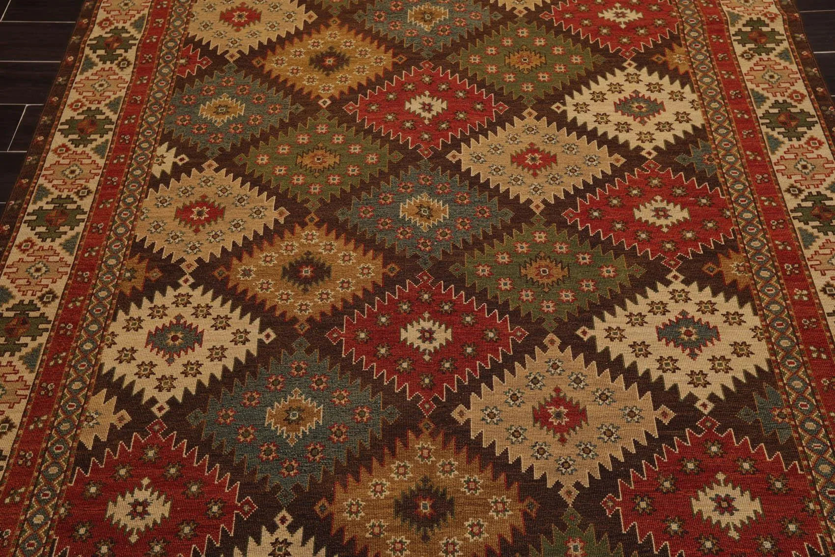 5'10 x 9' Hand Knotted 100% Wool Reversible Flat Pile Area Rug Beige-3