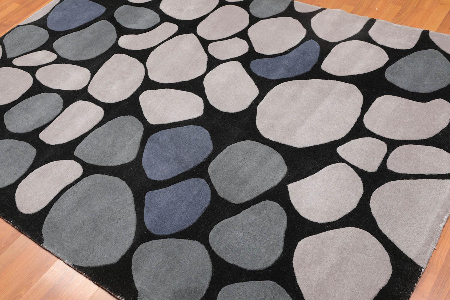5'4" x 7'8" Handmade 100% Wool Traditional Oriental Area Rug Contemporary Black-0