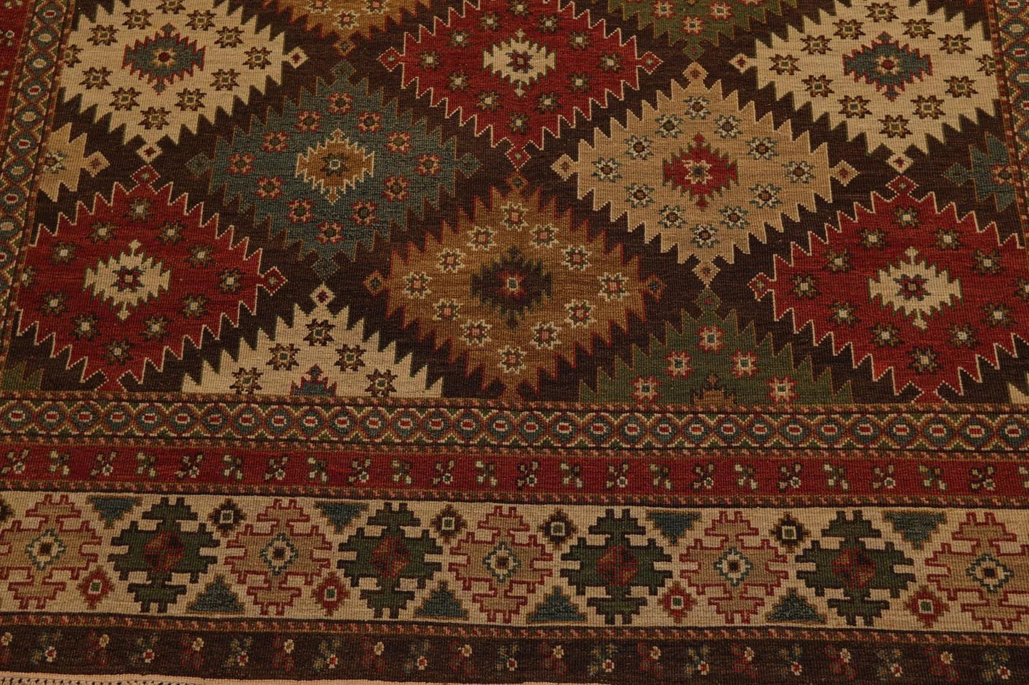 5'10 x 9' Hand Knotted 100% Wool Reversible Flat Pile Area Rug Beige-4