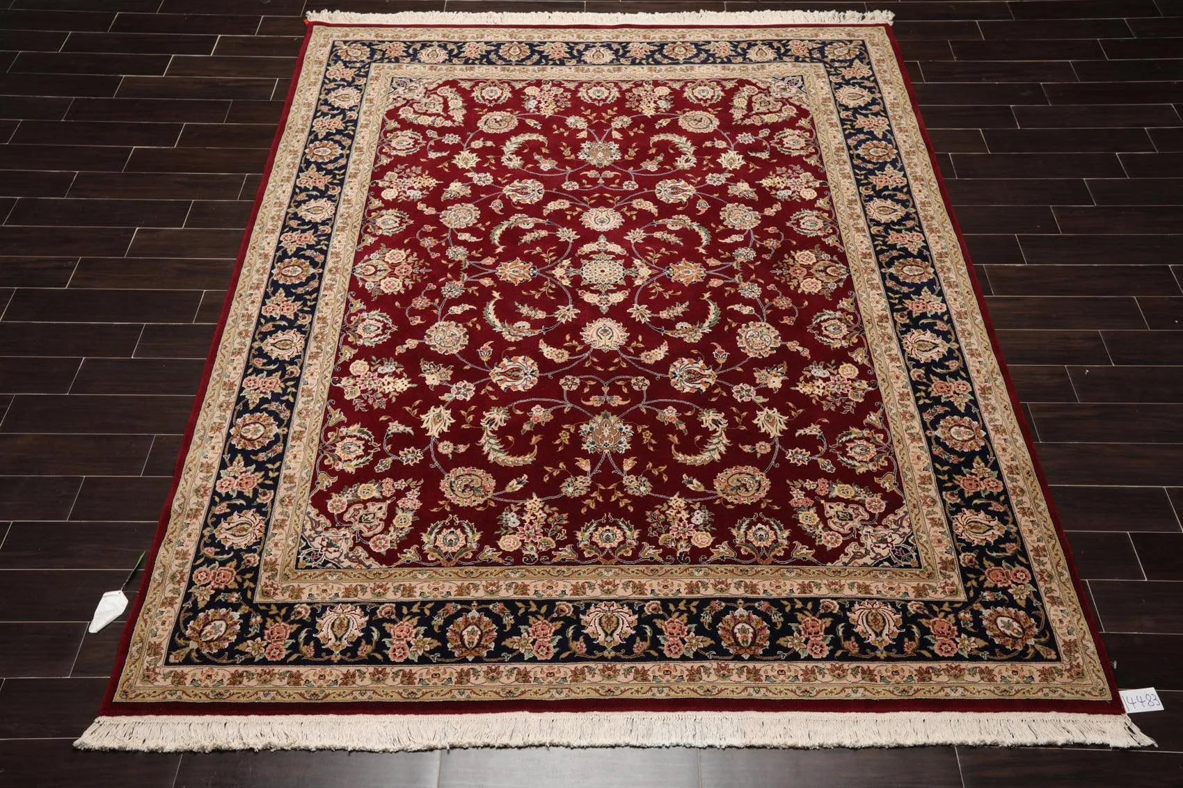 8' x 9'9'' Hand Knotted Wool & Silk Pakpersian 16/18 300KPSI Area Rug Burgundy-1