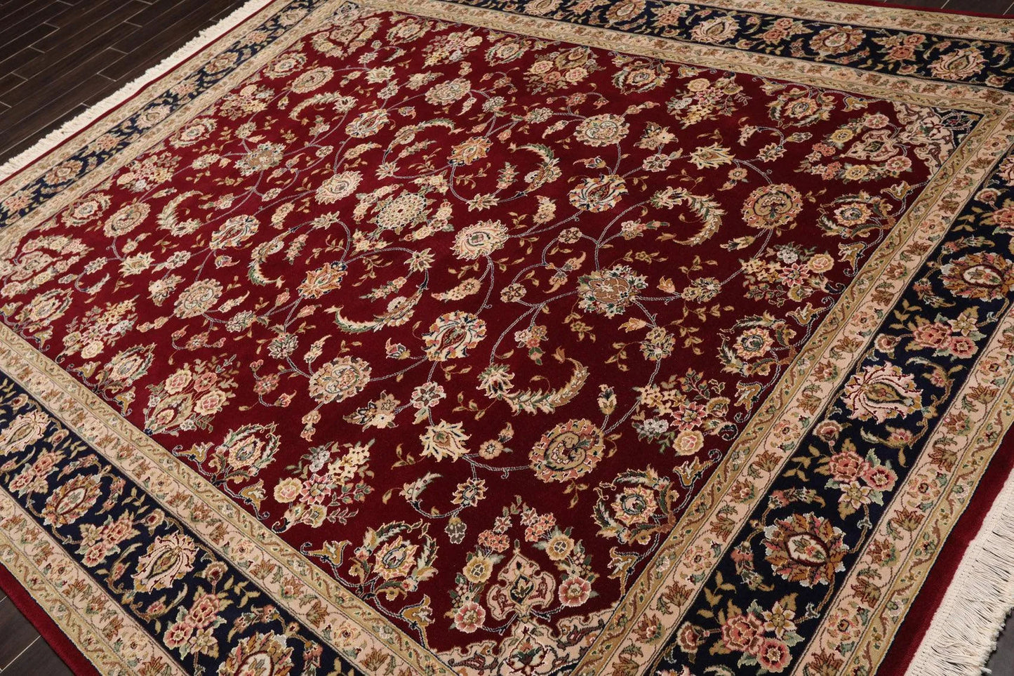 8' x 9'9'' Hand Knotted Wool & Silk Pakpersian 16/18 300KPSI Area Rug Burgundy-2