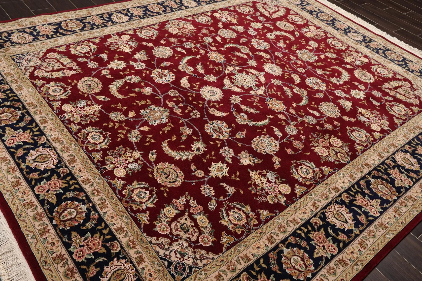 8' x 9'9'' Hand Knotted Wool & Silk Pakpersian 16/18 300KPSI Area Rug Burgundy-3