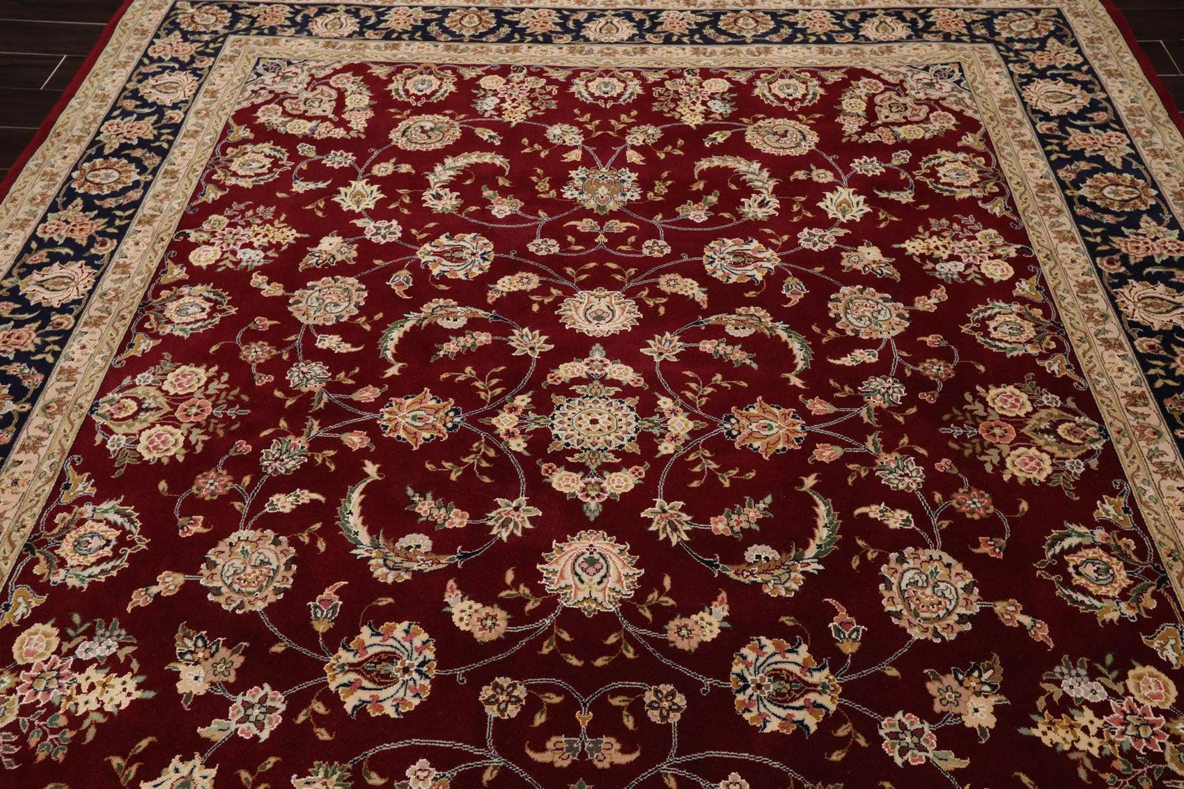 8' x 9'9'' Hand Knotted Wool & Silk Pakpersian 16/18 300KPSI Area Rug Burgundy-4