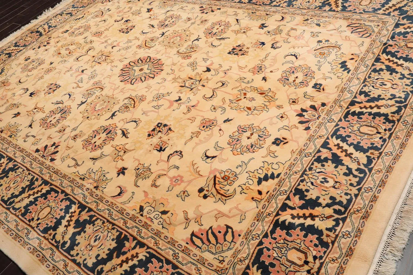 9x12 Super Soft 200 KPSI Agra Hand Knotted 100% Wool Plus Pile Area Rug Tan-3