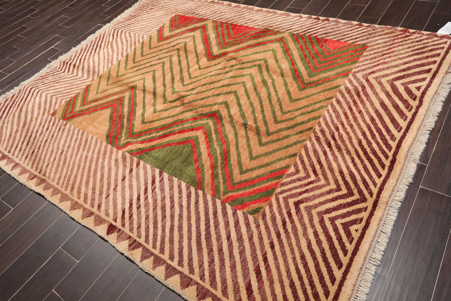7'2" x 8'9" Rare Hand Knotted Plush Pile Authentic Turkish Yatch Area Rug Beige-2