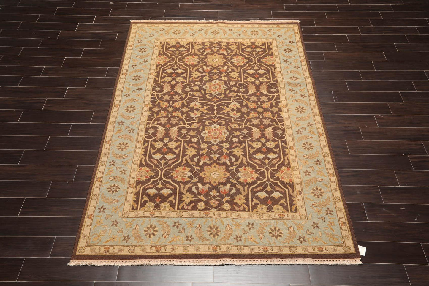 6' x 8'10" Hand Knotted 100% Wool Reversible Flat Pile Area Rug Brown-1