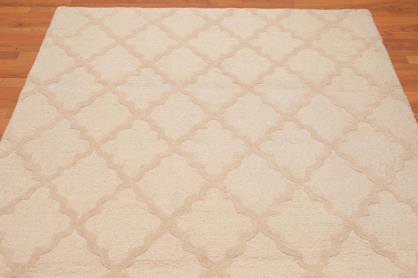 5'4" x 7'6" Handmade 100% Wool Loop & Cut Pile Area Rug Contemporary Beige-2