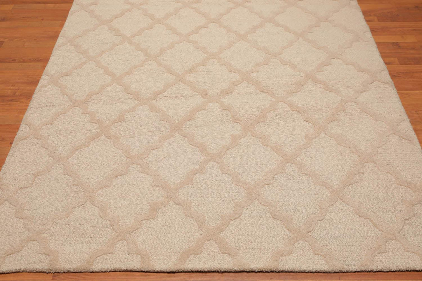 5'4" x 7'6" Handmade 100% Wool Loop & Cut Pile Area Rug Contemporary Beige-3