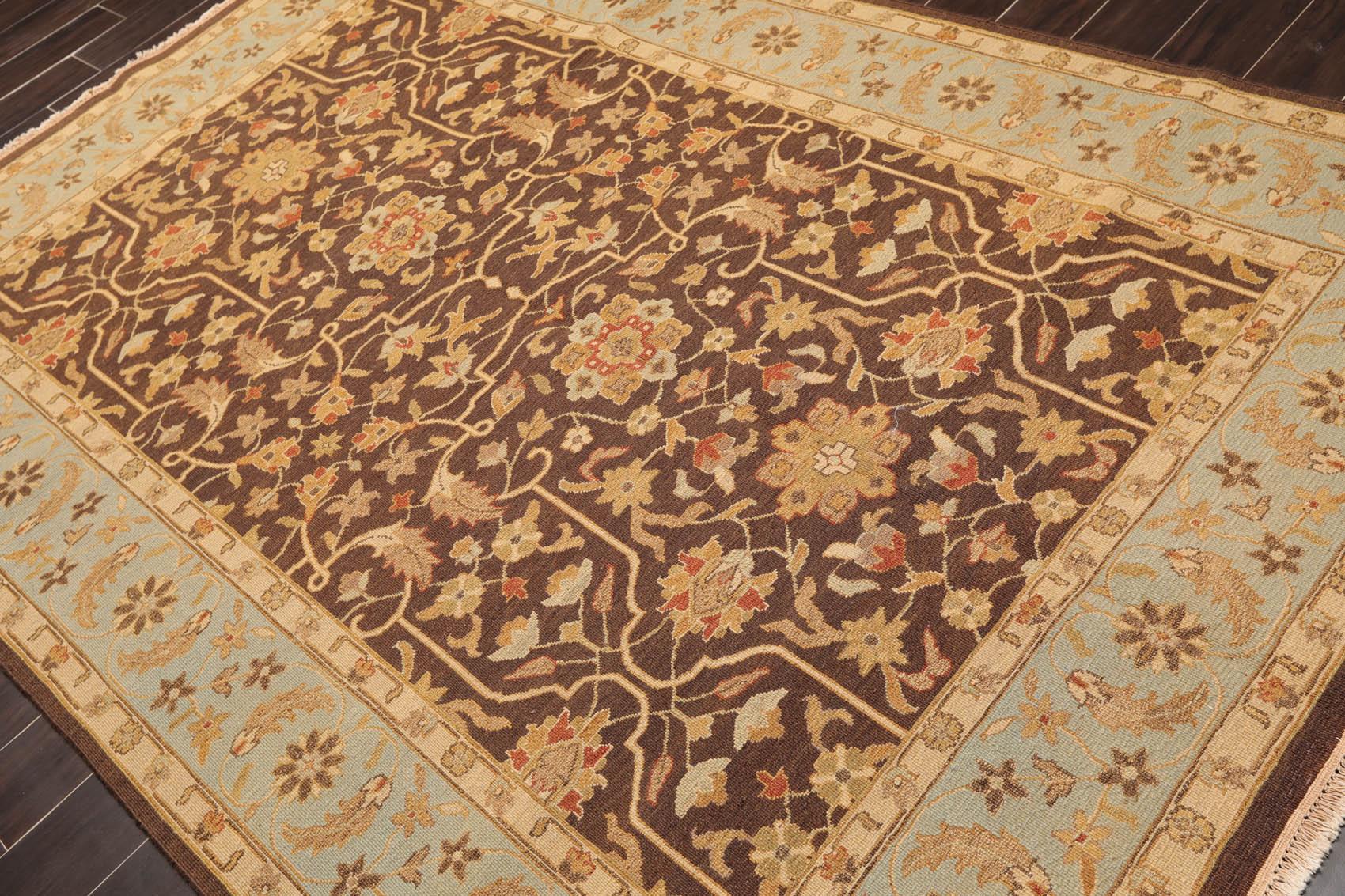 6' x 8'10" Hand Knotted 100% Wool Reversible Flat Pile Area Rug Brown-2