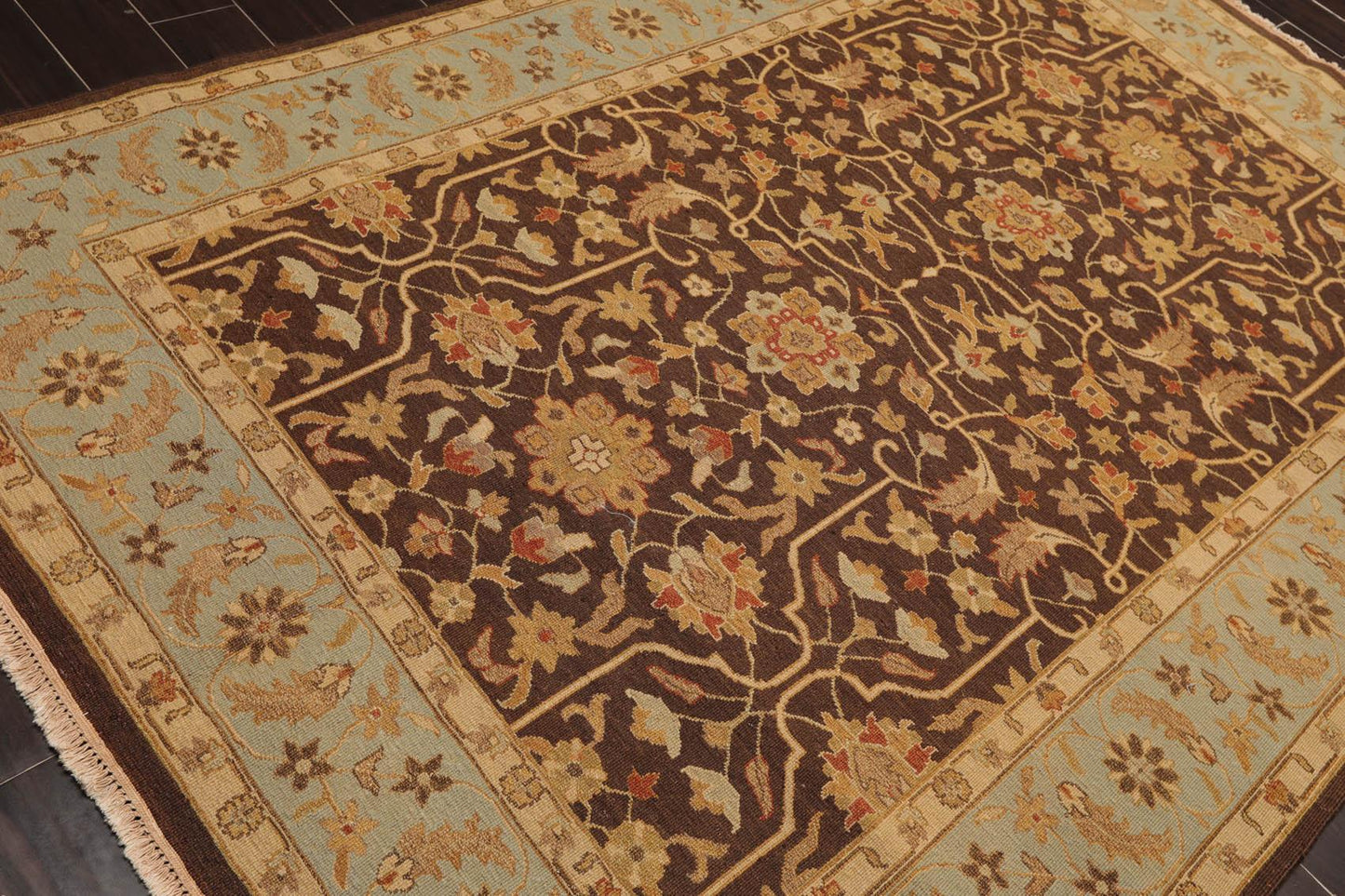 6' x 8'10" Hand Knotted 100% Wool Reversible Flat Pile Area Rug Brown-3