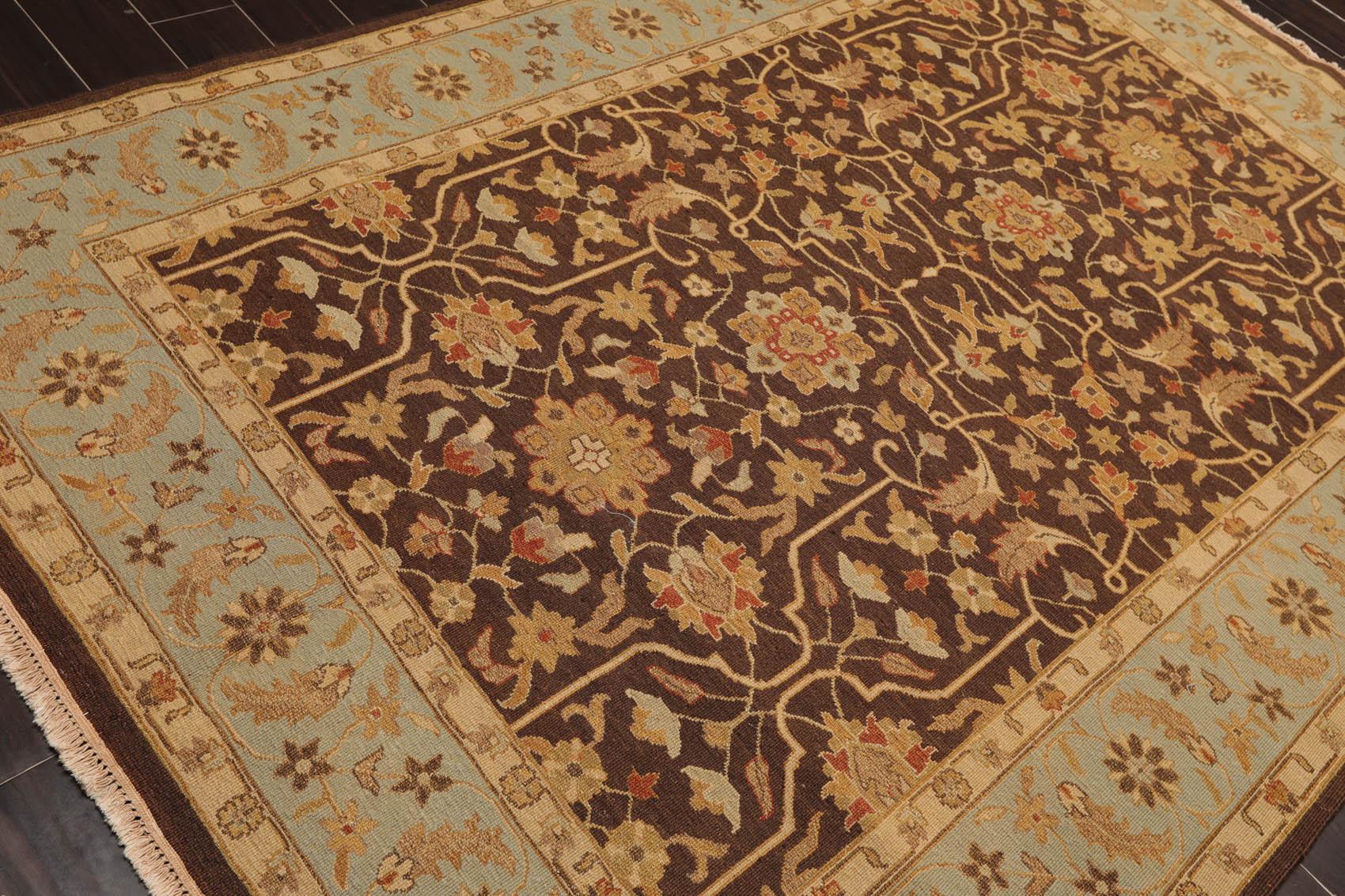 6' x 8'10" Hand Knotted 100% Wool Reversible Flat Pile Area Rug Brown-3