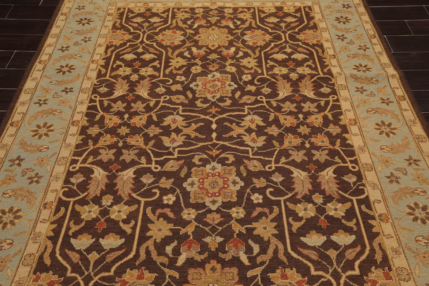 6' x 8'10" Hand Knotted 100% Wool Reversible Flat Pile Area Rug Brown-4