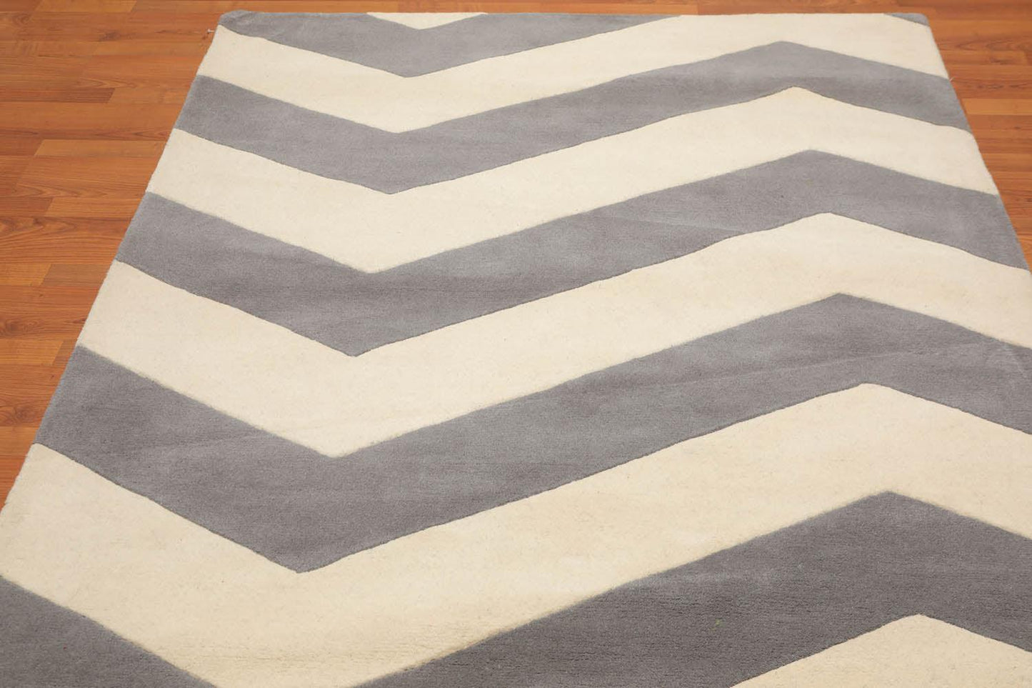 5'4"x7'6" Handmade Graphic Wool Traditional Oriental Area Rug Contemporary Ivory-2