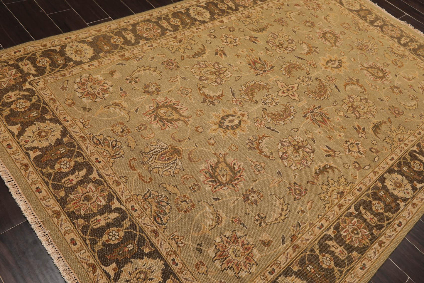 5'11" x 9' Hand Knotted 100% Wool Reversible Flat Pile Area Rug Champaign-3